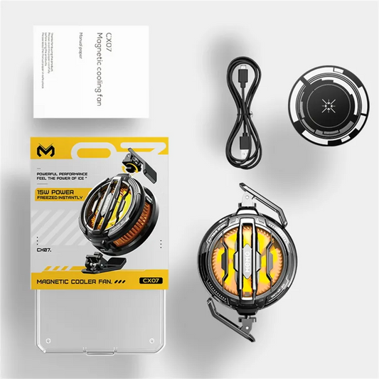 CX07 Cell Phone Cooler Mobile Phone Magnetic Radiator Cooling Fan Cell Phone Live Streaming Cooler 15W Semiconductor Radiator For Playing Games Watching Videos